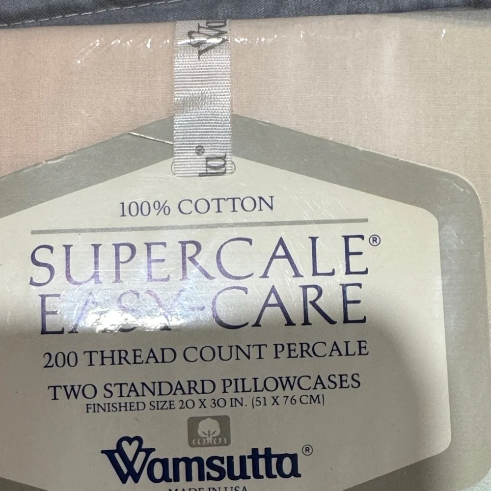 Wamsutta Supercale Easy-Care Pillowcases - Cream and Gray